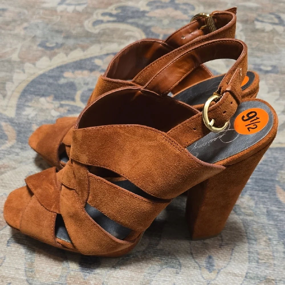 Jessica Simpson Rust/Brown Suede Sandals - Picture 2 of 4